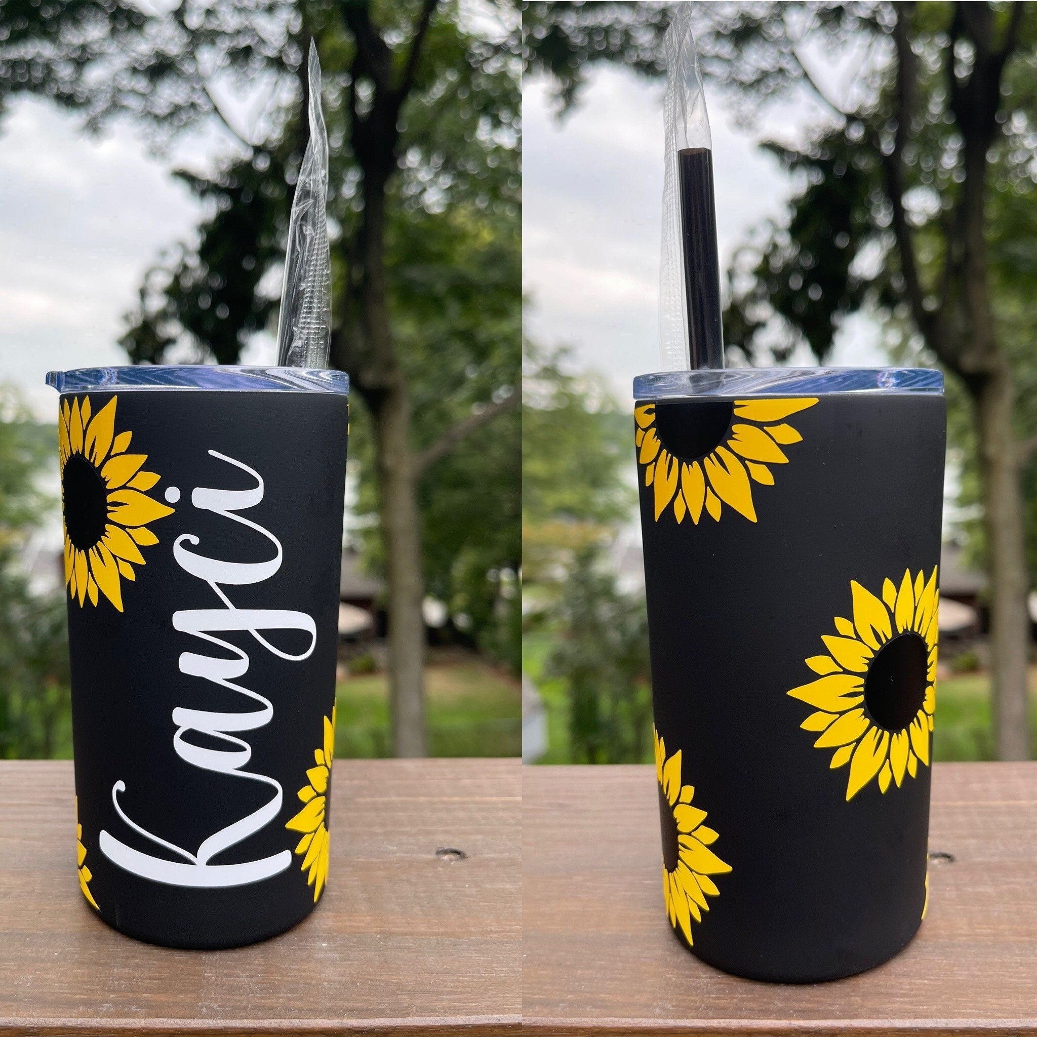 Sunflower Glass, Sunflower Glass Tumbler, Sunflower Design, Sunflower 20oz  Glass, Sunflower Glass With Lid and Straw 