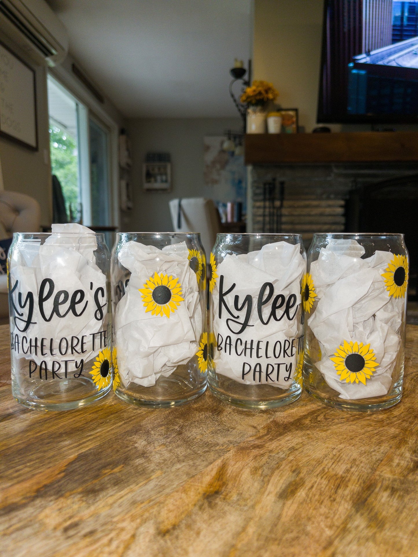 Sunflower Beer Can Glass, Sunflower Coffee Cup, personalized coffee cup, Gift for her, Floral Coffee Cup