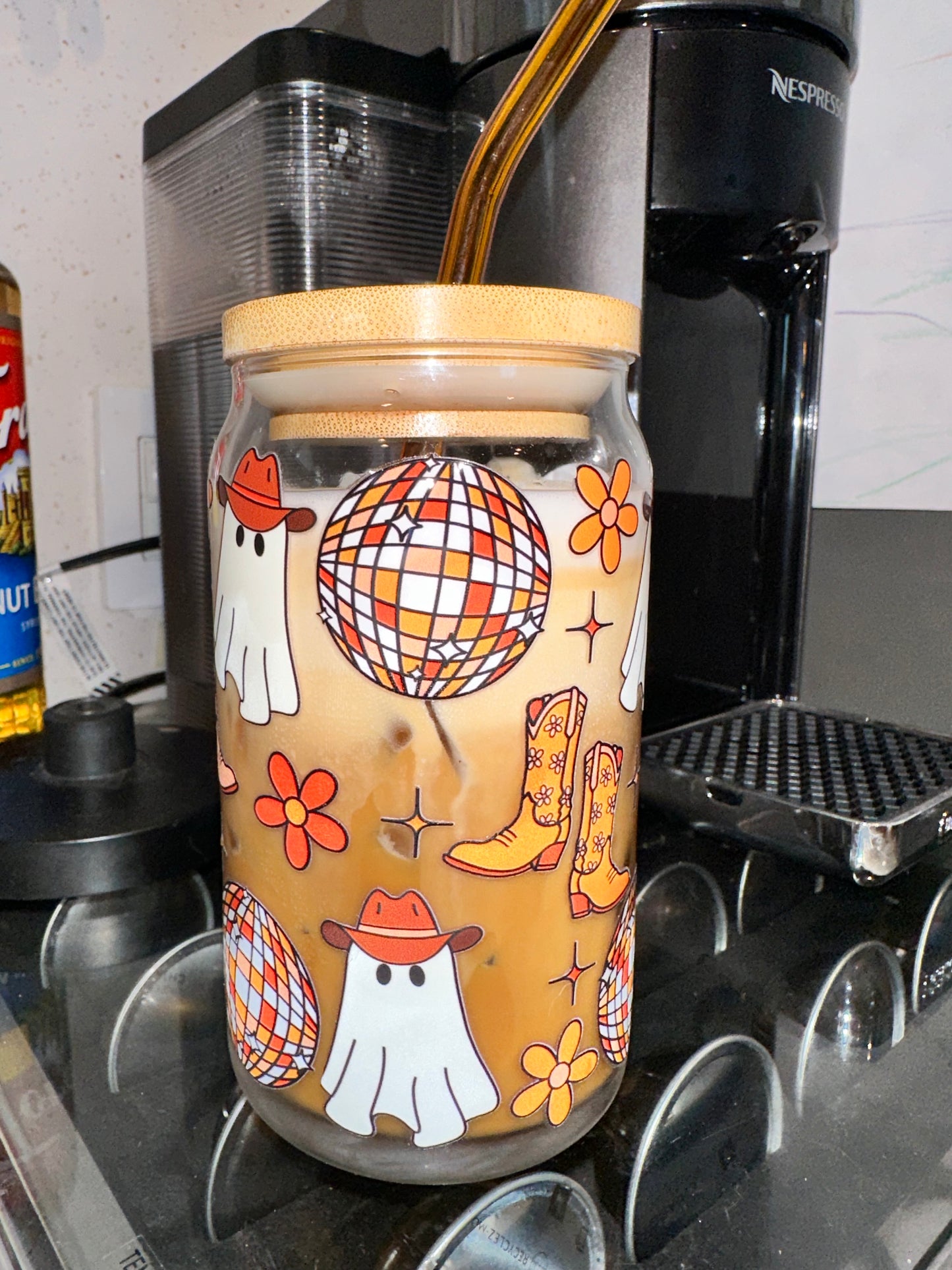 Disco Cowboy Beer Can Glass, Halloween Beer Can Glass