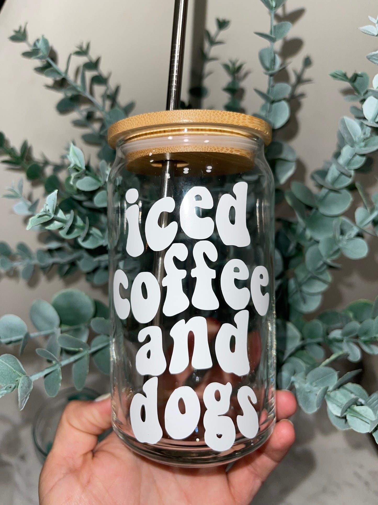Iced Coffee and Dogs Beer Can Glass