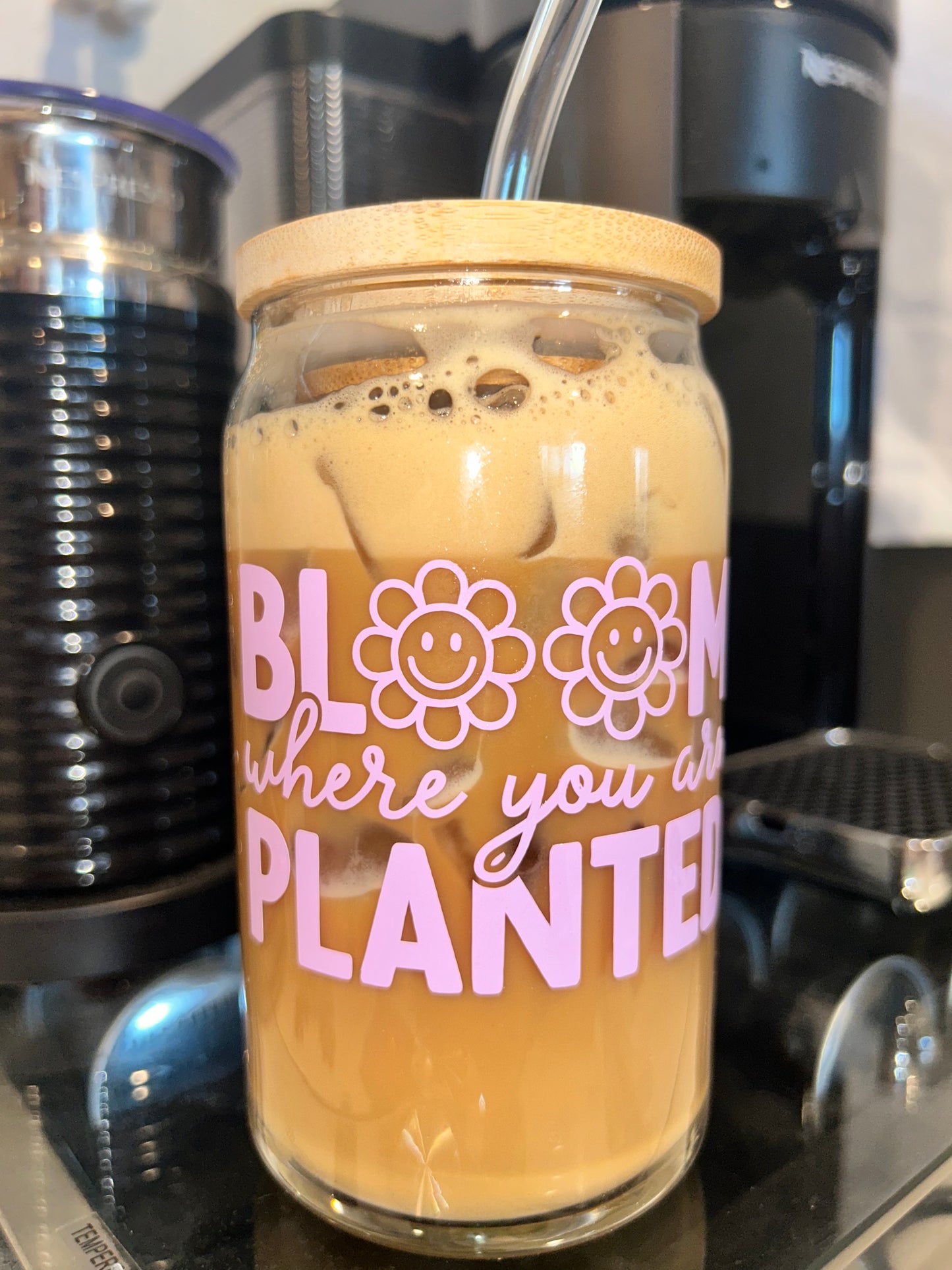 Bloom Where You Are Planted Beer Can Glass