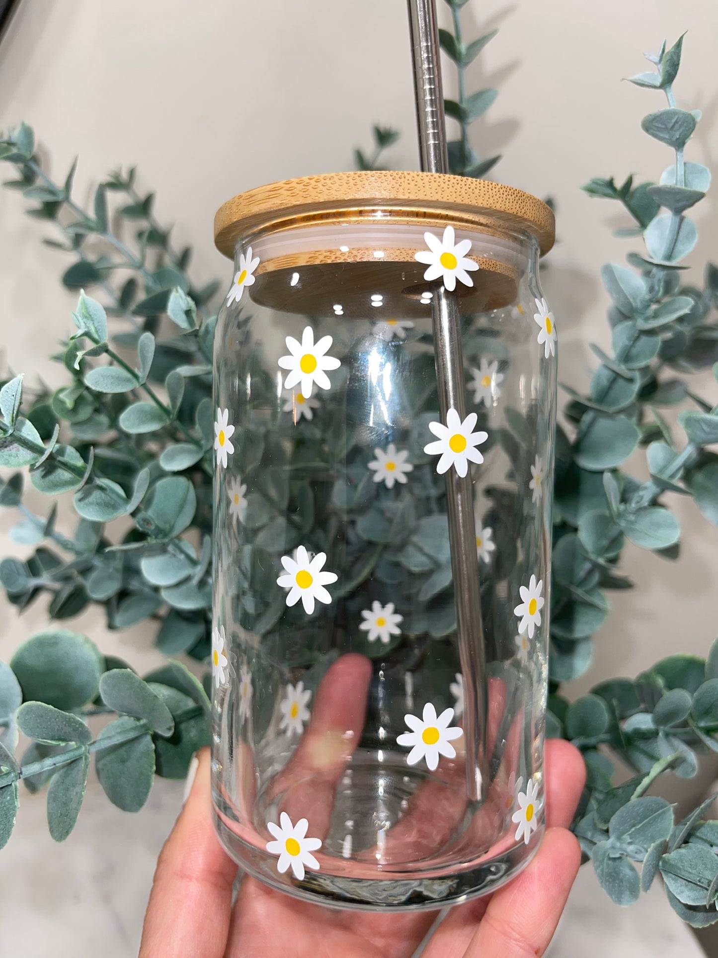 Mini Daisies Beer Can Glass