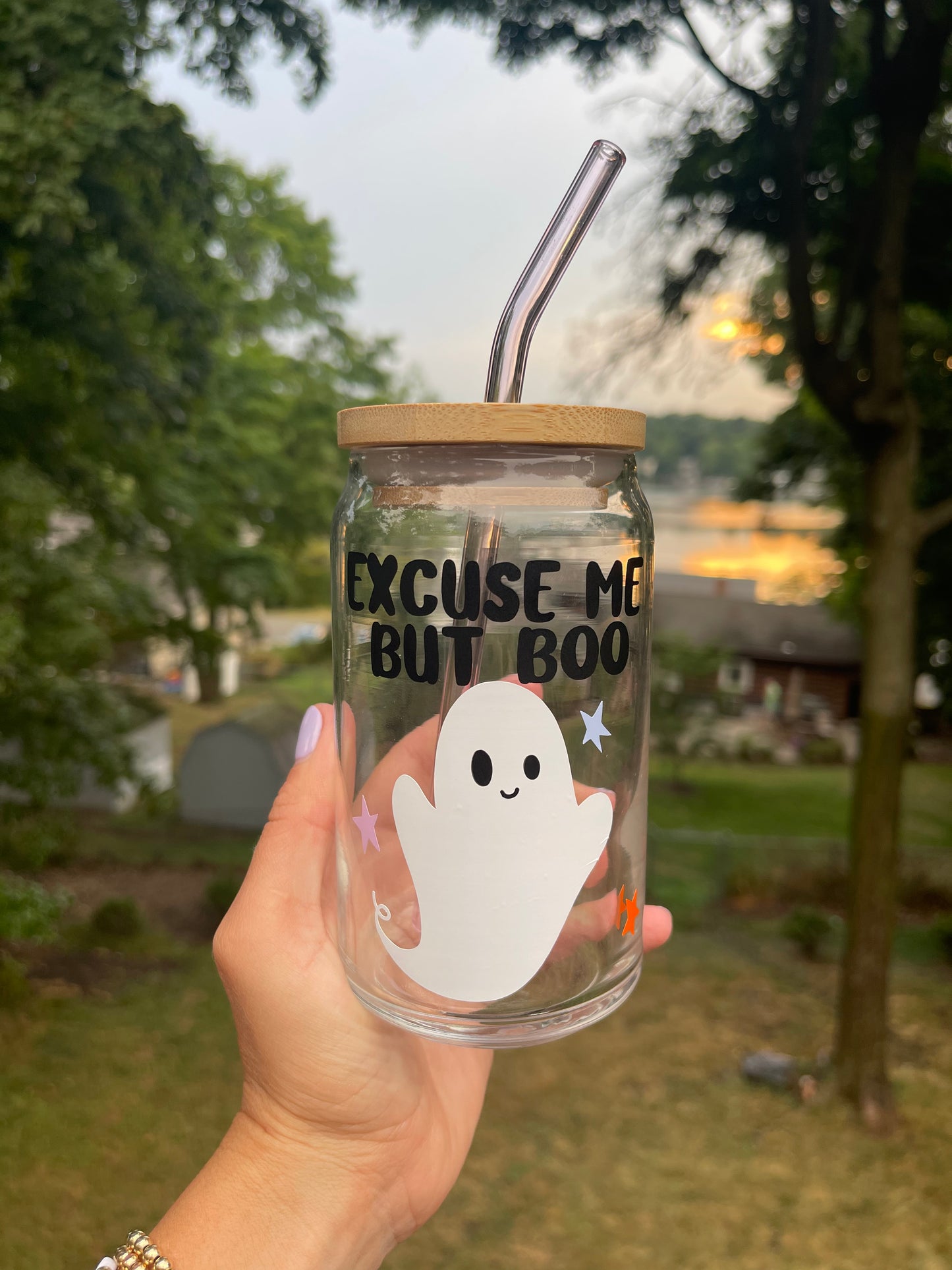 Excuse Me But Boo Beer Can Glass