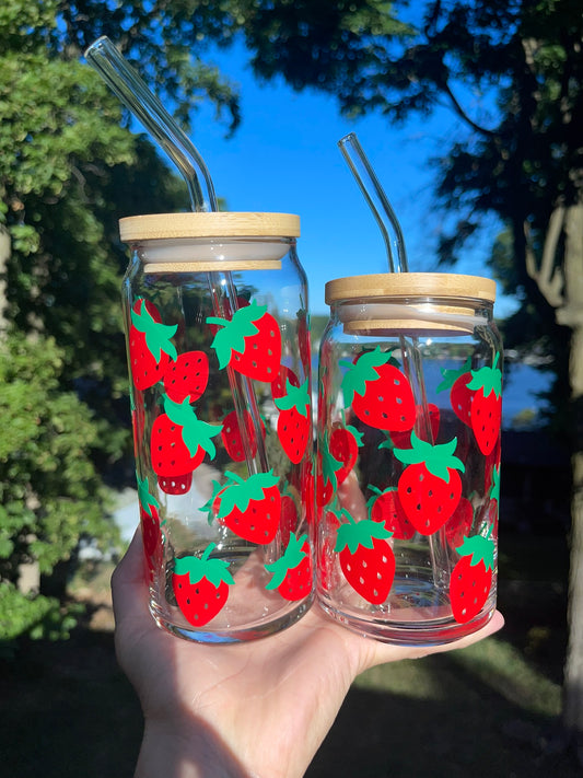 Strawberry Beer Can Glass