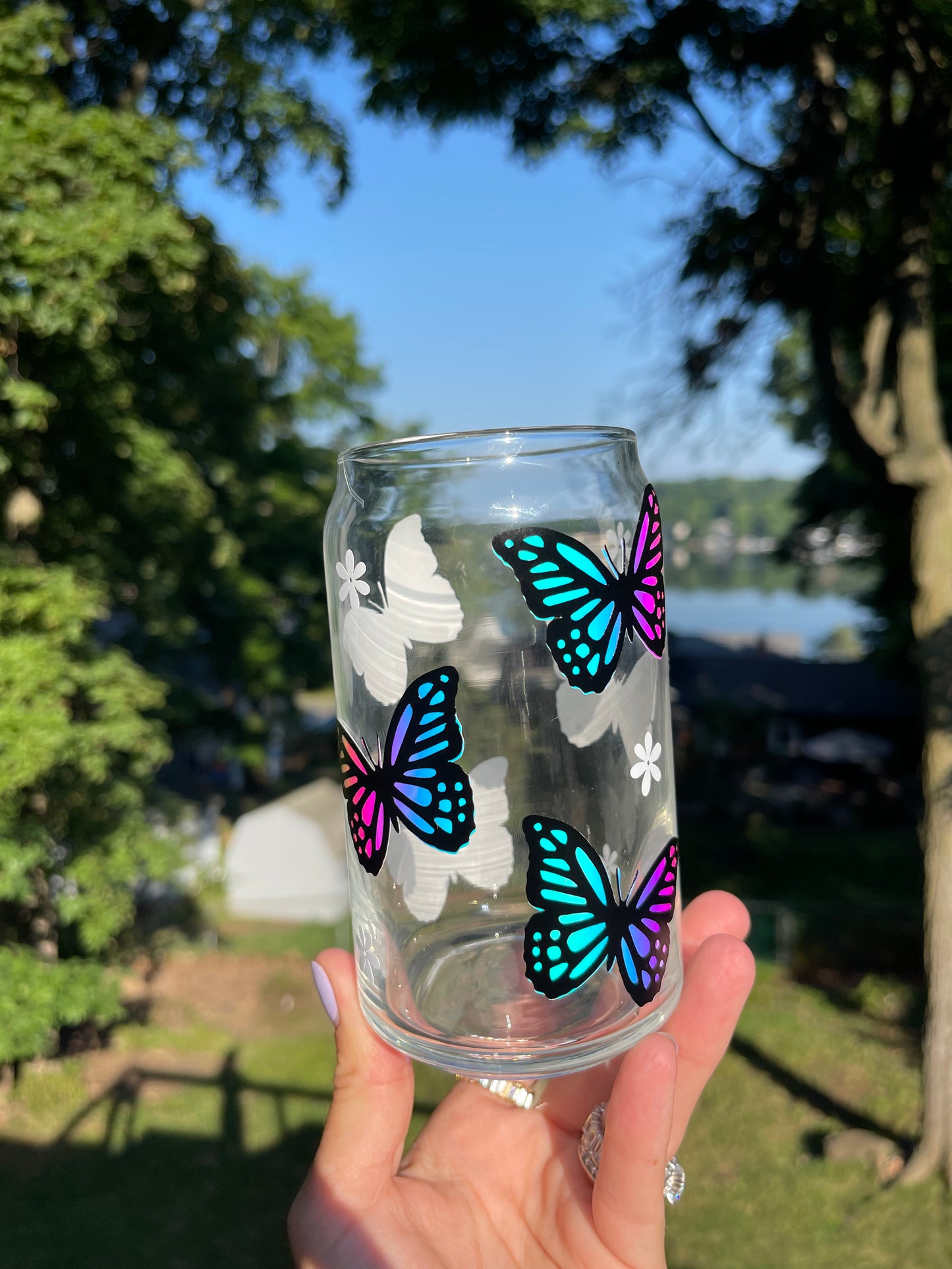 Butterfly Beer Can Glass