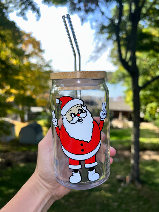 Vintage Santa Beer Can Glass