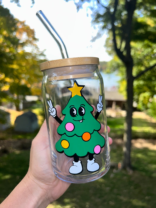 Jolly Tree Beer Can Glass