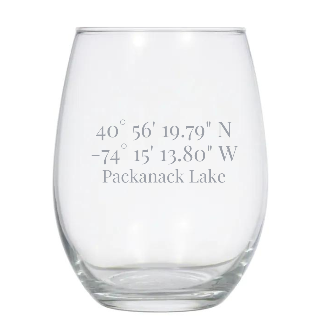 Packanack Lake Coordinates Wine Glass