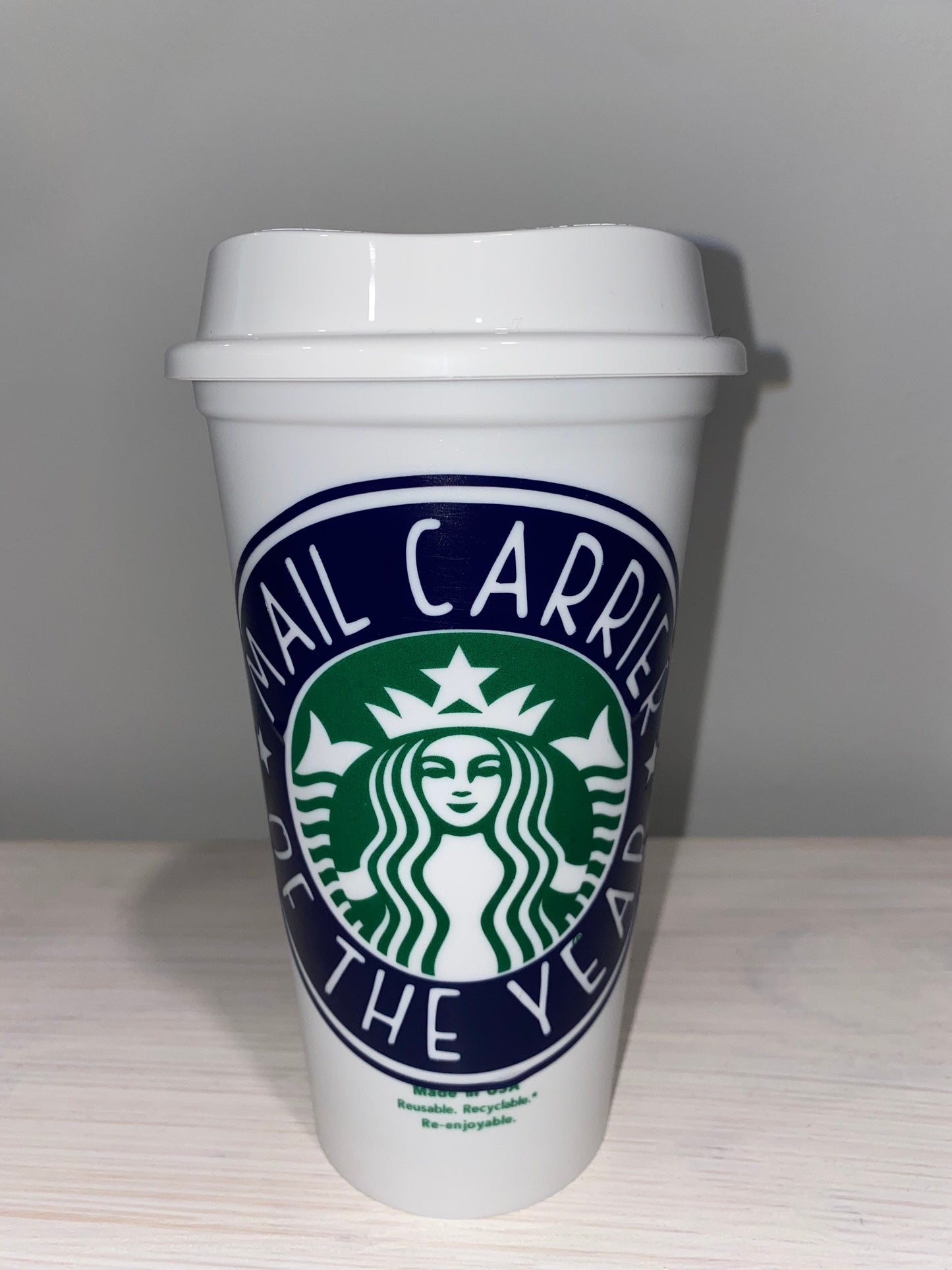 Mail Carrier of The Year Cup, mail carrier gift, mailman gift, essential worker gift, usps gift, usps starbucks