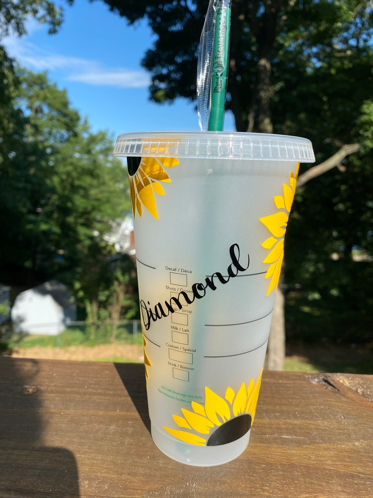 Sunflower Starbucks Coffee Cup, Starbucks Cold Cup, Gift, personalized sunflower cup