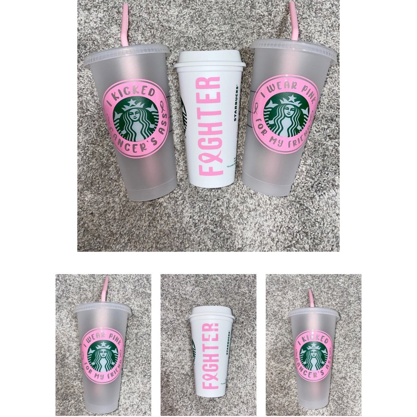 Breast Cancer Awareness Starbucks Cup | Breast Cancer Donation | Breast Cancer Awareness Month | I Kicked Cancer’s Ass | Gift for a Survivor