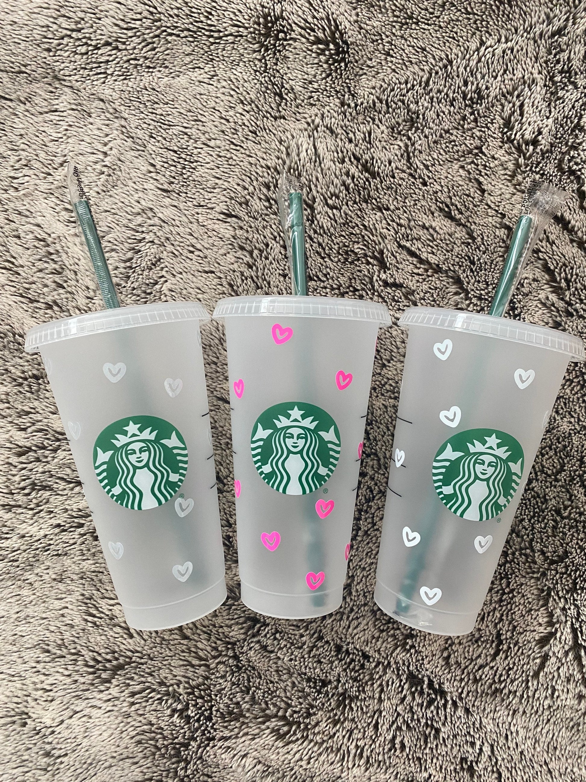 Blue Hearts Starbucks Cold Cup