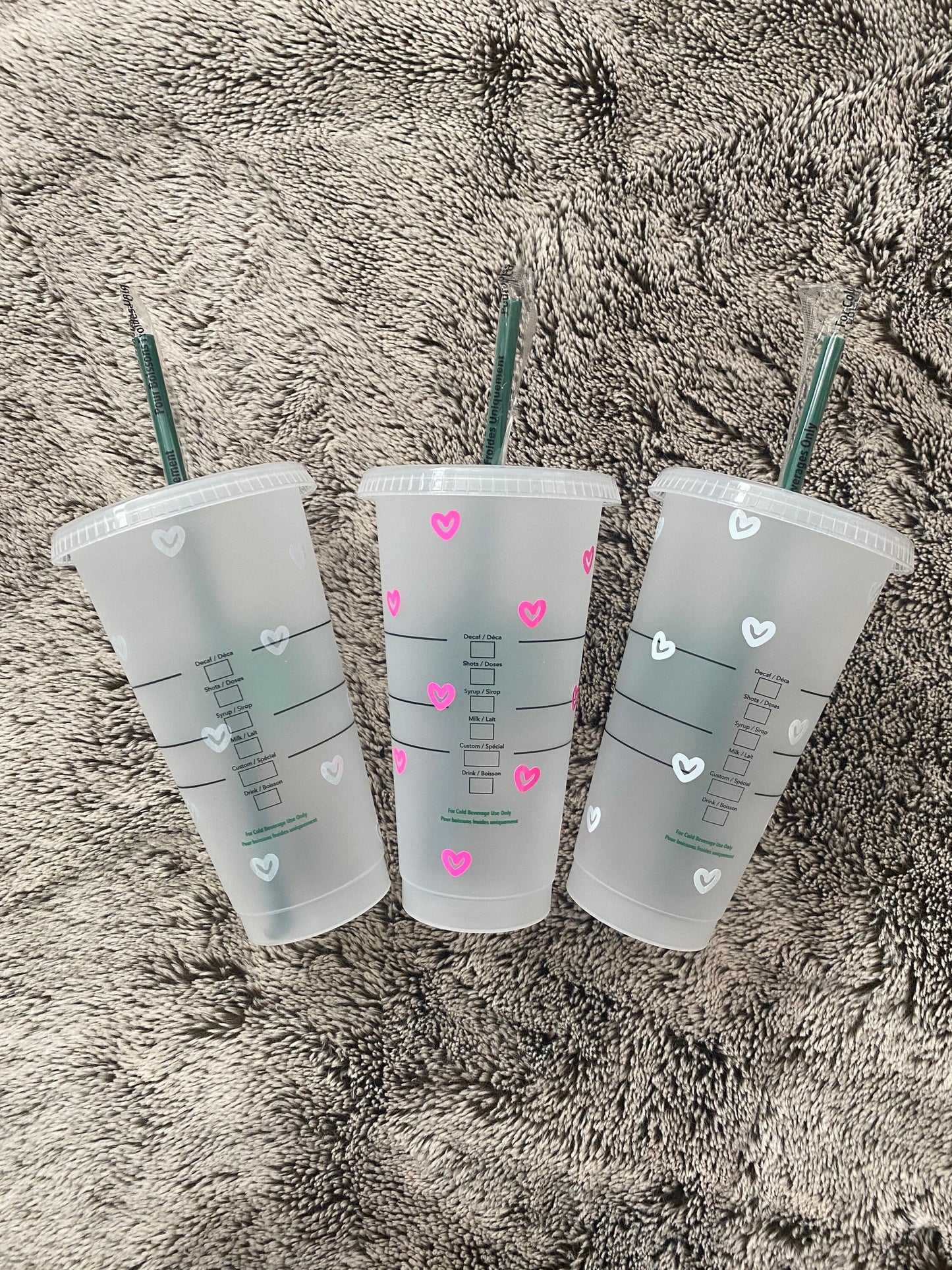Color Changing Starbucks Cup | Full Wrap Hearts Starbucks Cold Cup | Birthday Gift | Gift for her