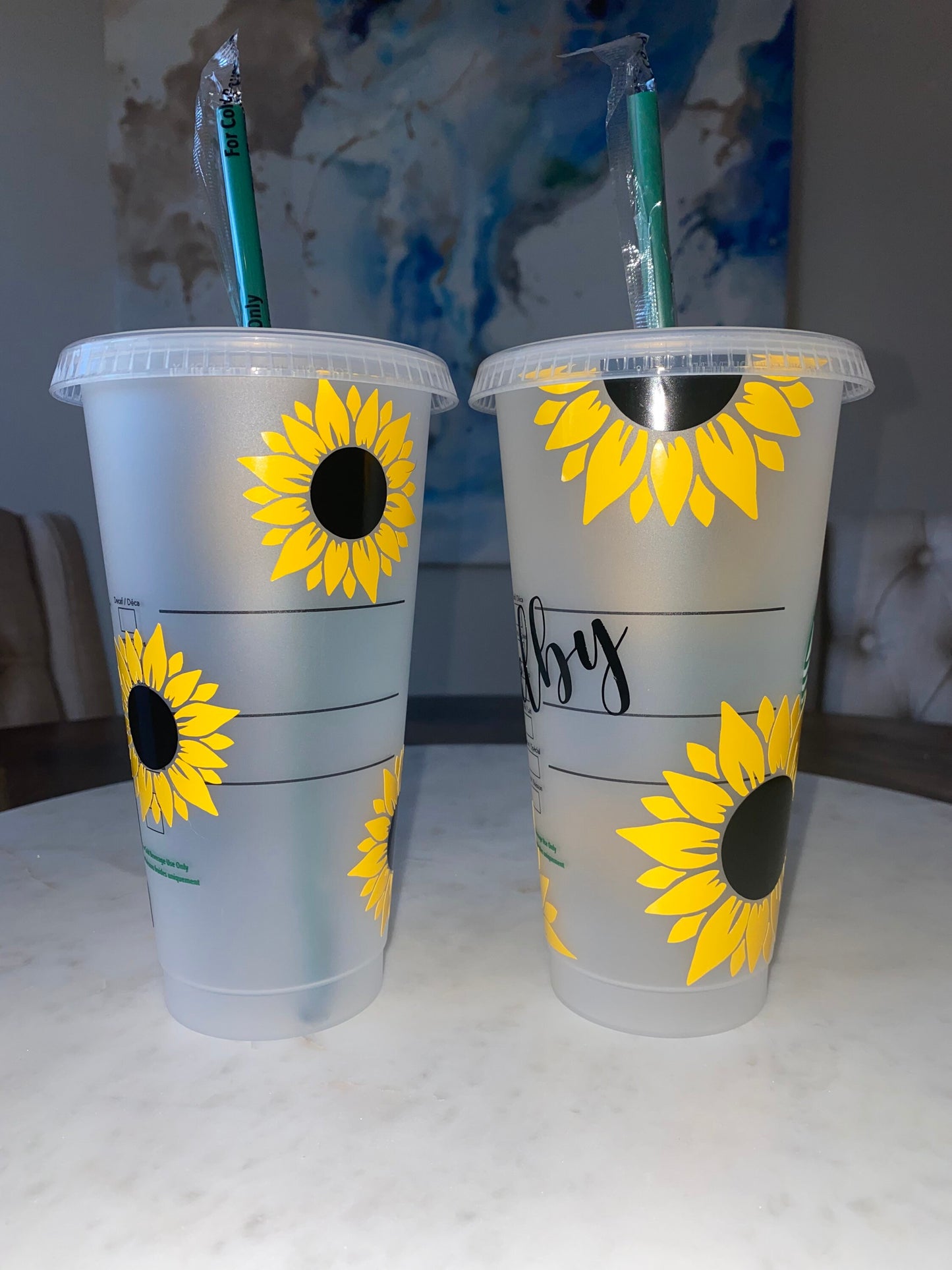 Sunflower Starbucks Coffee Cup, Starbucks Cold Cup, Gift, personalized sunflower cup