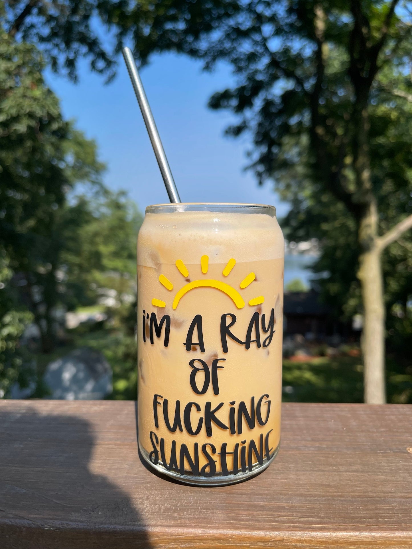 I’m A Ray Of Fucking Sunshine Coffee Glass | Beer Can Glass | Iced Coffee Glass | 16 oz Libbey Can Glass  | Beer Can Glass