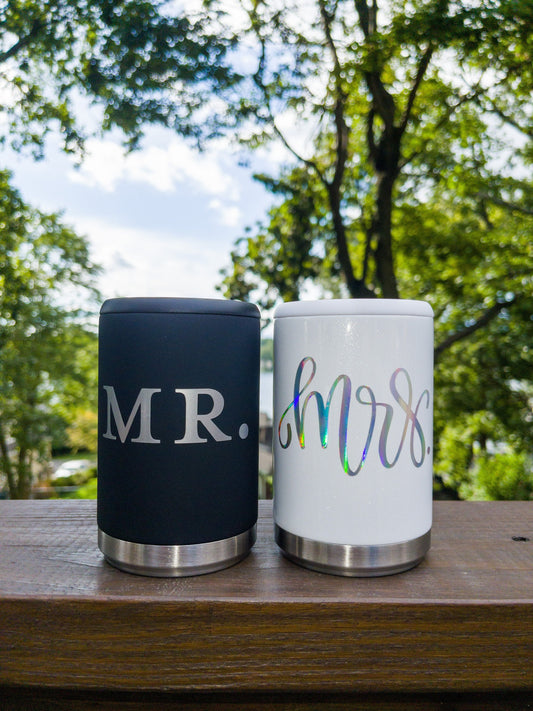 Mr. and Mrs. Beer Can Cooler Set | Custom Beer Cooler | Can Cooler | Engagement Gift | Bridal Shower Gift | Honeymoon Gift