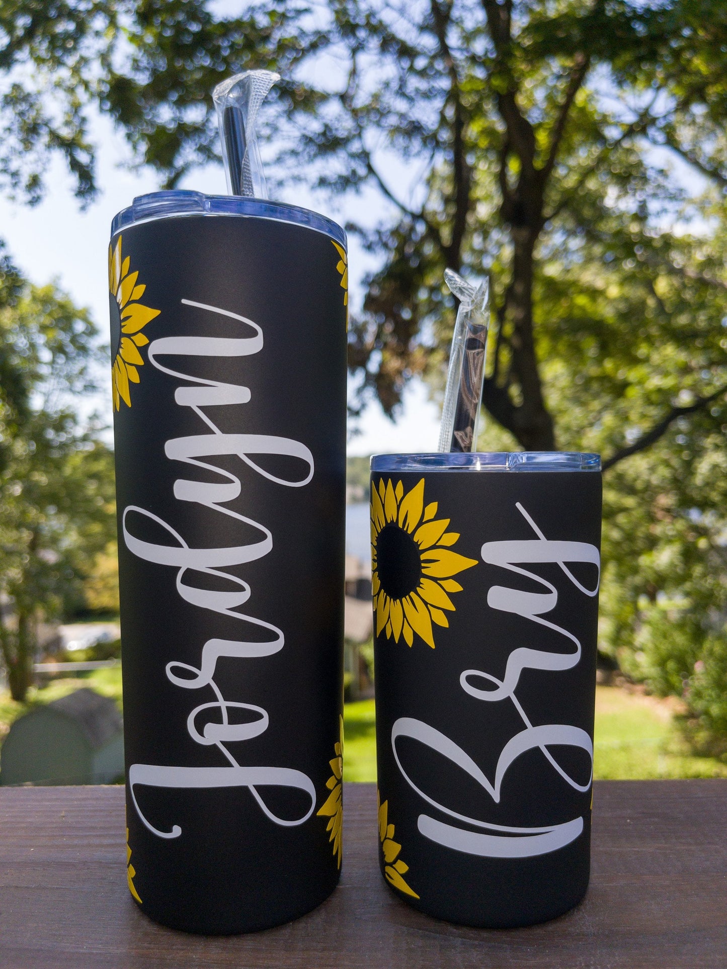 Mommy and Me Tumbler Set, Sunflower Tumbler, personalized sunflower cup, Gift for her, Floral Tumbler, Bride and Flower Girl Tumbler Set